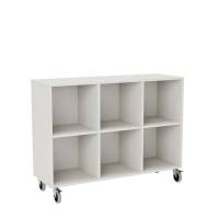 Stig reol med 6 rum p&aring; store hjul 905x1200x400mm gr&aring; laminat
