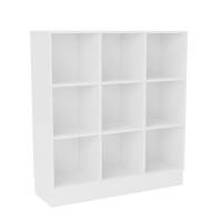 Stig reol med 9 rum p&aring; sokkel 1300x1200x400mm hvid laminat