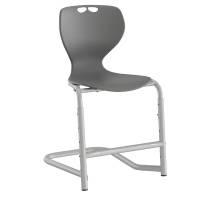 Tarris elevstol med gr&aring;t s&aelig;de, s&oslash;lv stel og fodst&oslash;tte