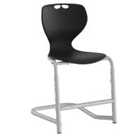 Tarris elevstol med sort s&aelig;de, s&oslash;lv stel og fodst&oslash;tte