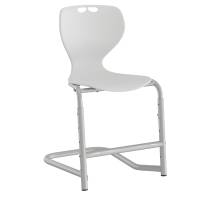 Tarris elevstol med hvidt sæde, sølv stel og fodstøtte