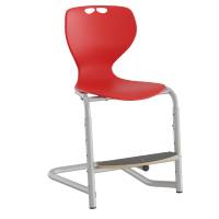 Tarris elevstol med rødt sæde, sølv stel og fodplade