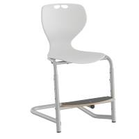 Tarris elevstol med hvidt sæde, sølv stel og fodplade
