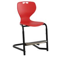 Tarris elevstol med rødt sæde, sort stel og fodplade
