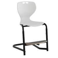 Tarris elevstol med hvidt sæde, sort stel og fodplade