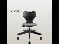 Samba elevstol med bl&aring;t s&aelig;de og sort 5-fods kryds med glidesko