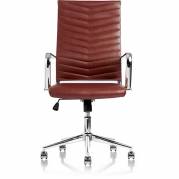 Juel konferencestol med arml&aelig;n i brun skindimitation