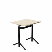 Atlas bord 70x60cm i hvidpigmenteret eg med sort stel, h&aelig;ve-s&aelig;nkbart