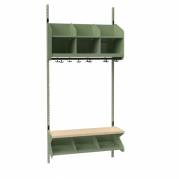 BST garderobe startsektion model C med 3 pladser 900mm grøn