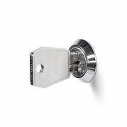 Garderobeskab 3x400mm med lige tag, 3 rum i højden med blå døre og cylinderlåse