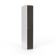Garderobeskab 1x300mm med lige tag, d&oslash;r i nocturne wood med cylinderl&aring;s