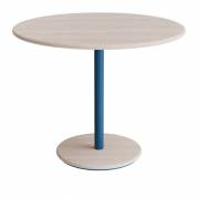 Donut cafebord Ø90cm højde 72cm hvidpigmenteret ask, blåt stel