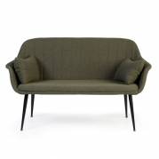 Amicus lounge sofa i gr&oslash;nt stof med hynder og sorte st&aring;lben