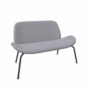 Tilkka 4L lounge sofa i m&oslash;rk gr&aring;t stof med sorte st&aring;lben 