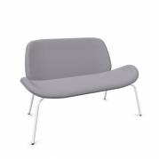Tilkka 4L lounge sofa i m&oslash;rk gr&aring;t stof med hvide st&aring;lben 