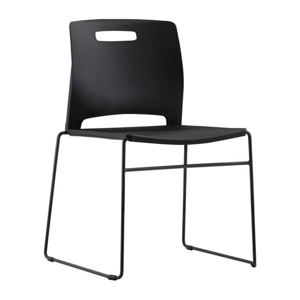 Office Unite plaststol uden arml&aelig;n sort med sort stel