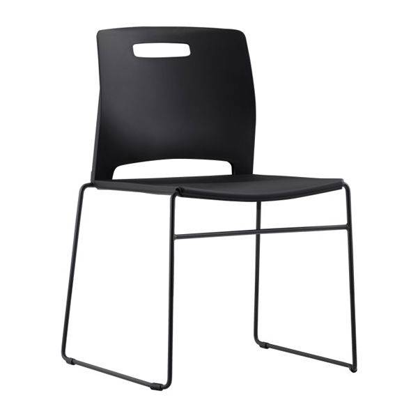 Office Unite plaststol uden arml&aelig;n sort med sort stel