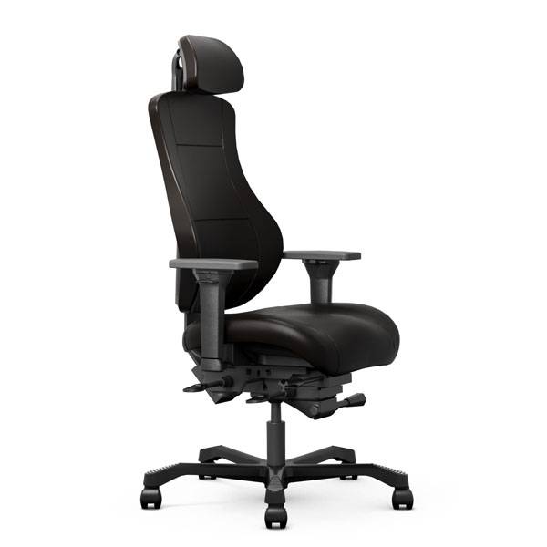 Office Coreza 24/7 kontorstol i sort l&aelig;der med sorte hjul