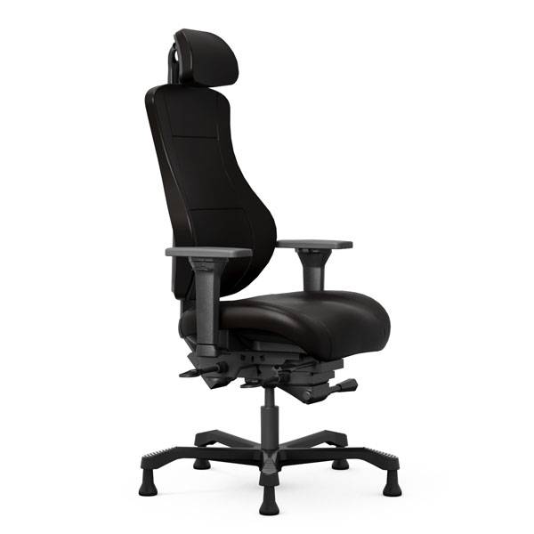 Office Coreza 24/7 kontorstol i sort l&aelig;der med glidesko