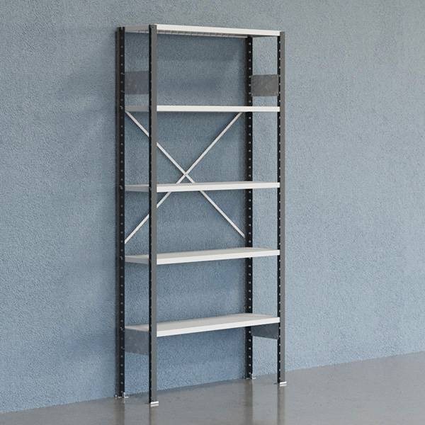 Lagerreol V06 startfag med åben gavl 2100x1000x300mm lakeret