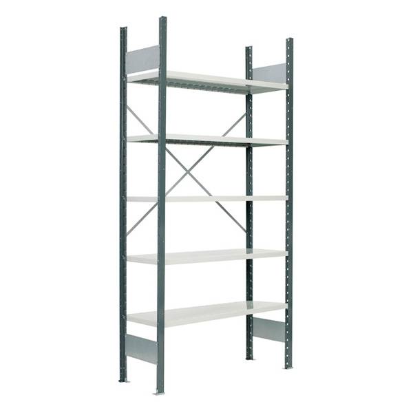Lagerreol V06 startfag med åben gavl 2100x1000x400mm lakeret