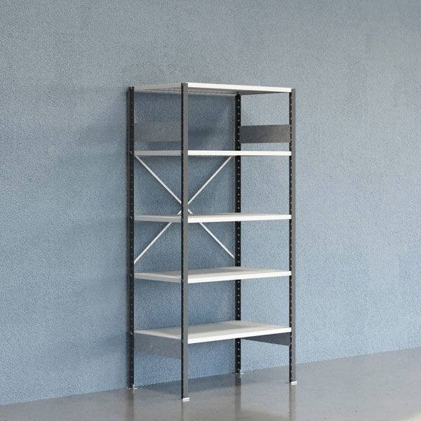 Lagerreol V06 startfag med &aring;ben gavl 2100x1000x600mm lakeret