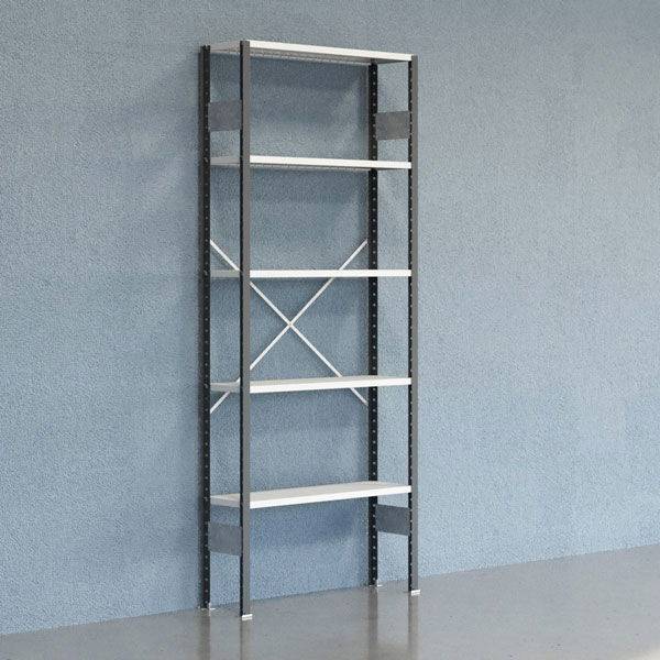 Lagerreol V06 startfag med &aring;ben gavl 2500x1000x300mm lakeret