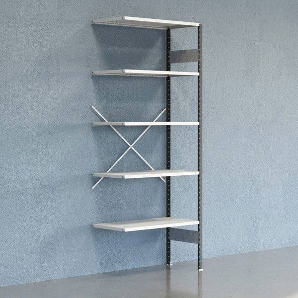 Lagerreol V06 udvidelsesfag med &aring;ben gavl 2500x1000x500mm lakeret