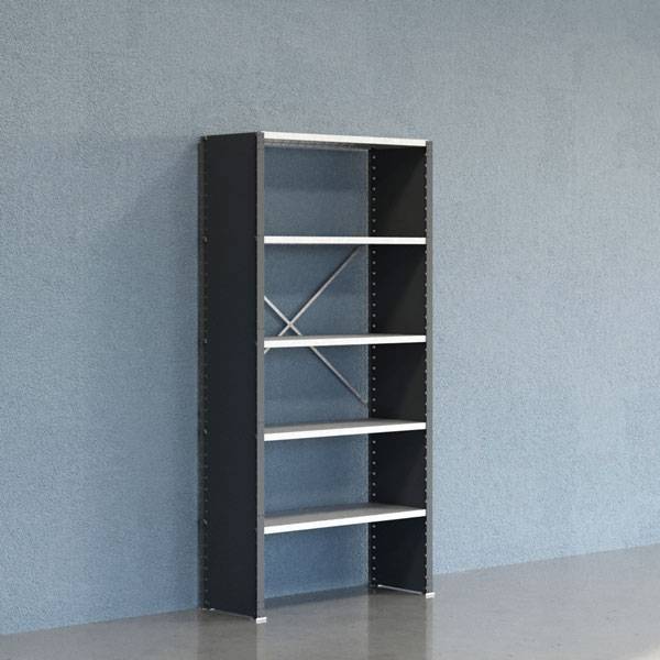 Lagerreol V06 startfag med lukket gavl 2100x1000x400mm galvaniseret