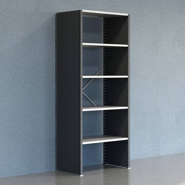 Lagerreol V06 startfag med lukket gavl 2500x1000x600mm galvaniseret