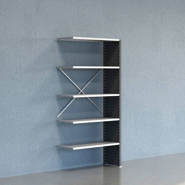 Lagerreol V06 udvidelsesfag med lukket gavl 2100x1000x400mm galvaniseret