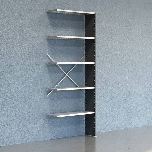 Lagerreol V06 udvidelsesfag med lukket gavl 2500x1000x300mm galvaniseret