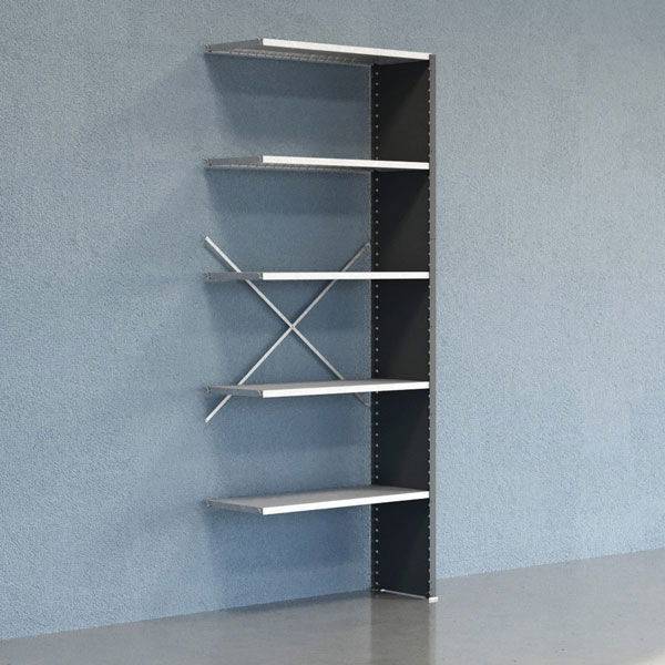 Lagerreol V06 udvidelsesfag med lukket gavl 2500x1000x400mm galvaniseret