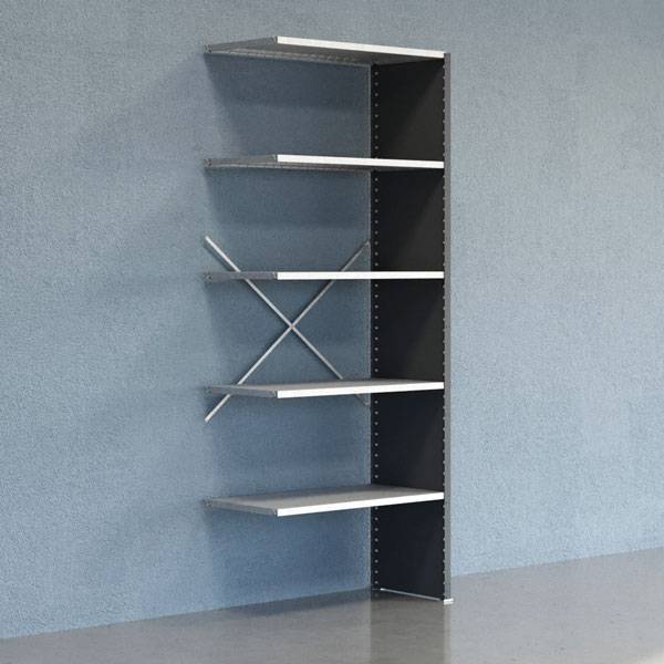 Lagerreol V06 udvidelsesfag med lukket gavl 2500x1000x500mm galvaniseret