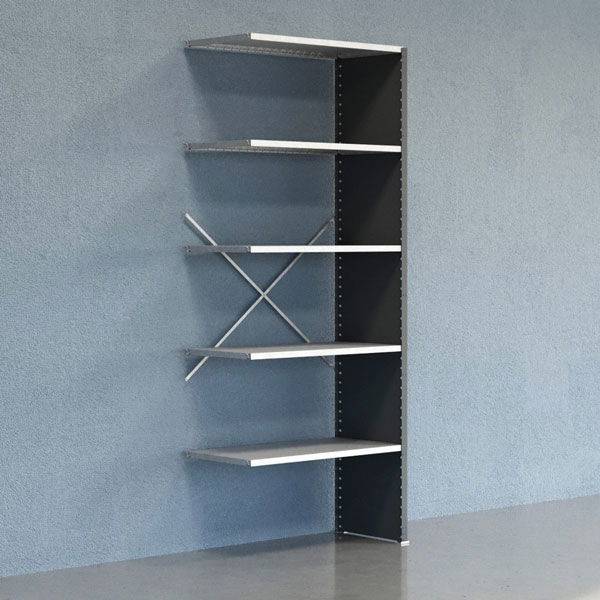 Lagerreol V06 udvidelsesfag med lukket gavl 2500x1000x500mm galvaniseret