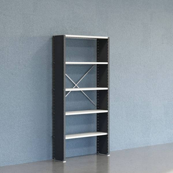 Lagerreol V06 startfag med lukket gavl 2100x1000x300mm lakeret