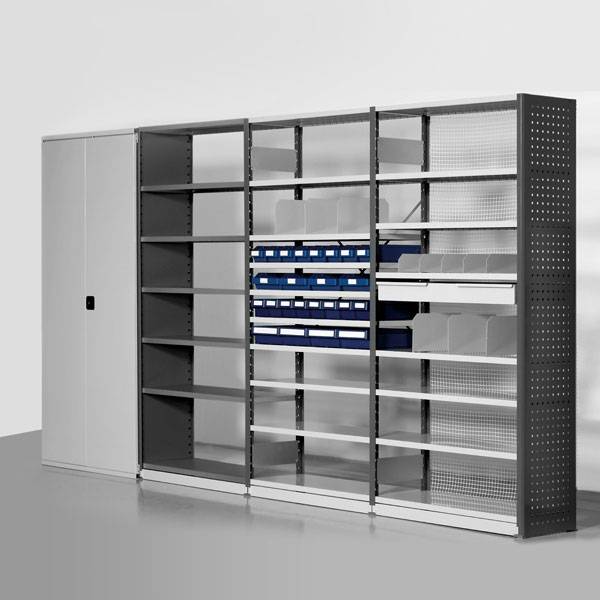 Lagerreol V06 startfag med lukket gavl 2100x1000x300mm lakeret