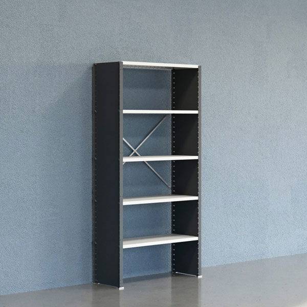 Lagerreol V06 startfag med lukket gavl 2100x1000x400mm lakeret