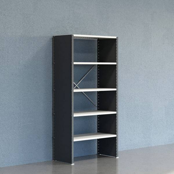 Lagerreol V06 startfag med lukket gavl 2100x1000x500mm lakeret