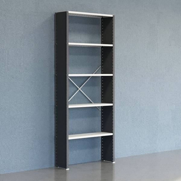 Lagerreol V06 startfag med lukket gavl 2500x1000x300mm lakeret