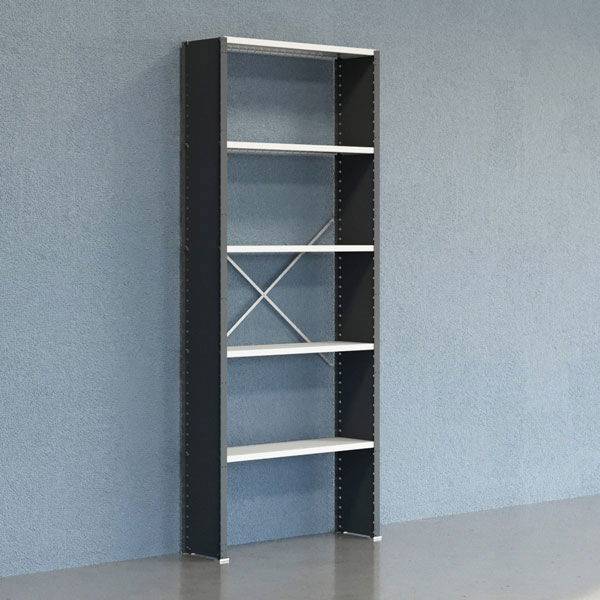 Lagerreol V06 startfag med lukket gavl 2500x1000x300mm lakeret