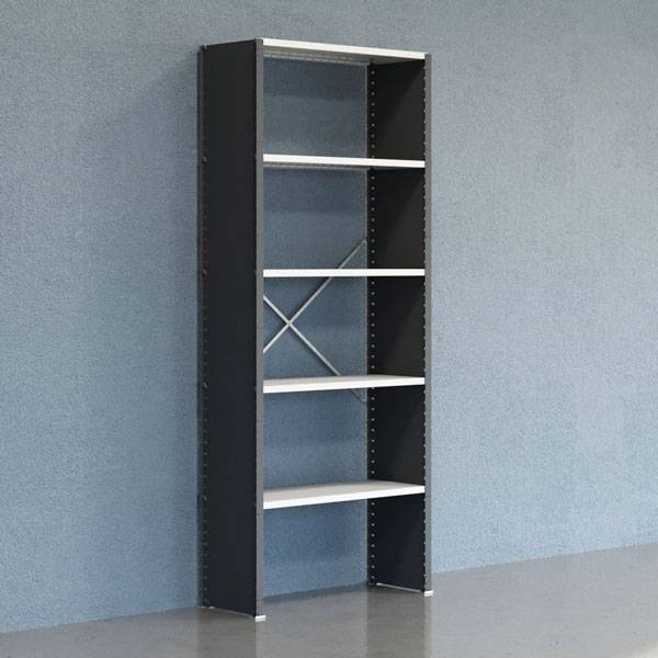 Lagerreol V06 startfag med lukket gavl 2500x1000x400mm lakeret