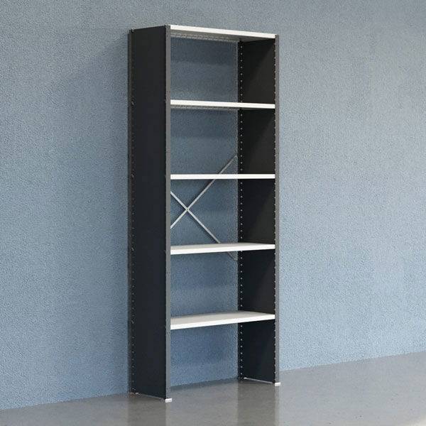 Lagerreol V06 startfag med lukket gavl 2500x1000x400mm lakeret