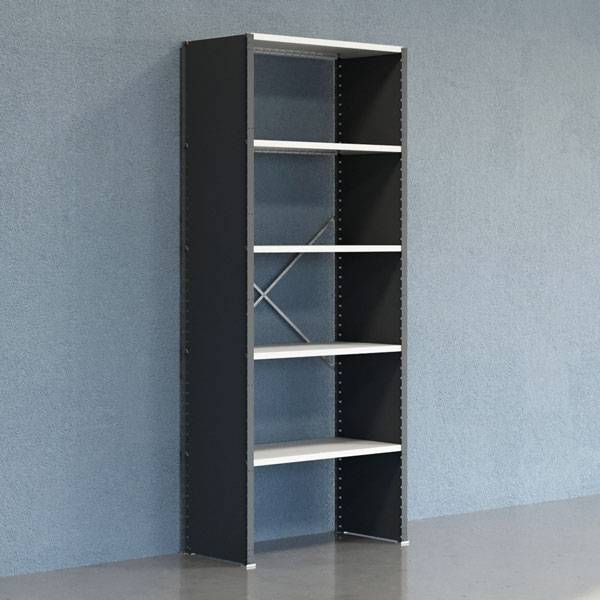 Lagerreol V06 startfag med lukket gavl 2500x1000x500mm lakeret