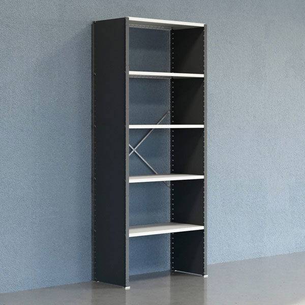 Lagerreol V06 startfag med lukket gavl 2500x1000x500mm lakeret