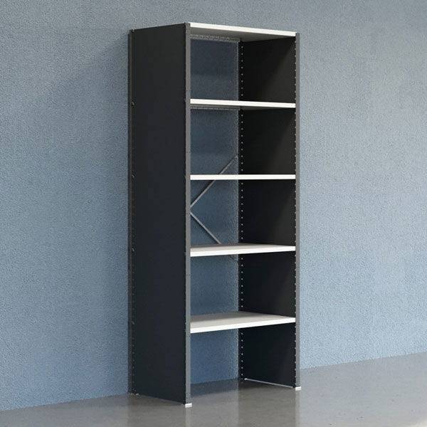 Lagerreol V06 startfag med lukket gavl 2500x1000x600mm lakeret