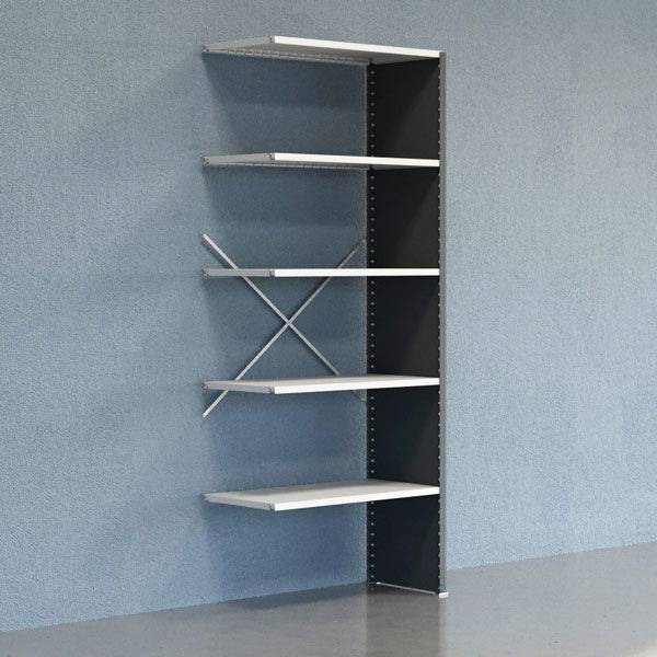 Lagerreol V06 udvidelsesfag med lukket gavl 2500x1000x500mm lakeret