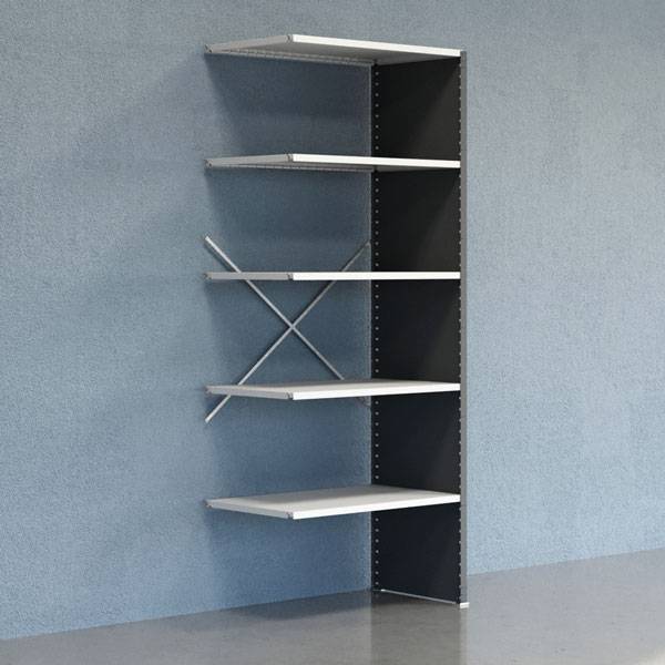 Lagerreol V06 udvidelsesfag med lukket gavl 2500x1000x600mm lakeret