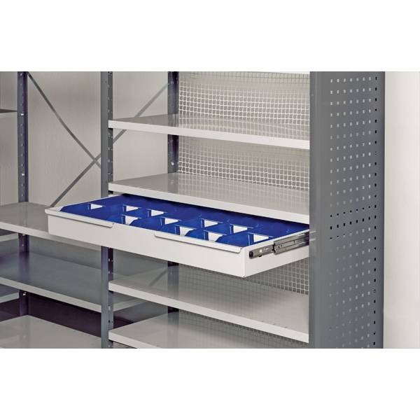 Skuffe til en V06 st&aring;lreol 1000x400mm, lys gr&aring; 