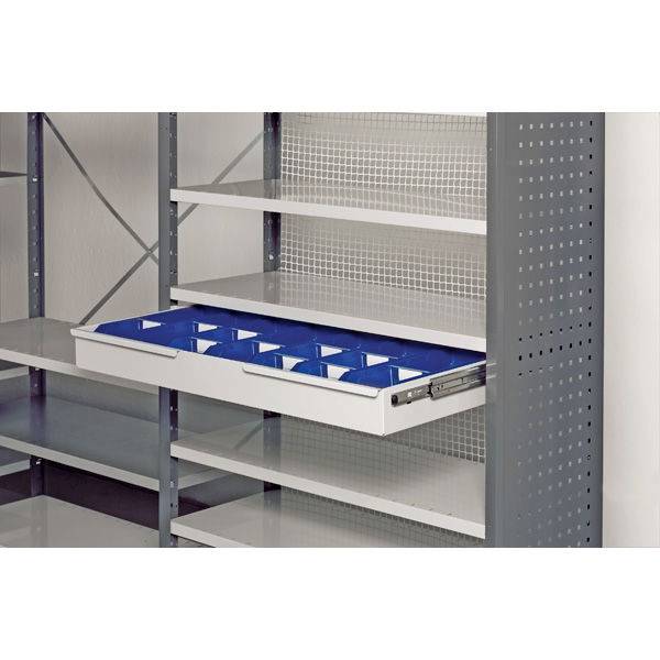 Skuffe til en V06 st&aring;lreol 1000x400mm, lys gr&aring; 